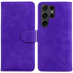 For Samsung Galaxy S25 Ultra 5G Skin Feel Pure Color Flip Leather Phone Case(Purple)