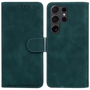 For Samsung Galaxy S25 Ultra 5G Skin Feel Pure Color Flip Leather Phone Case(Green)