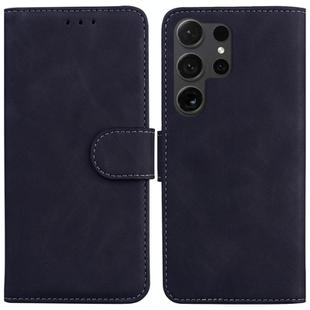 For Samsung Galaxy S25 Ultra 5G Skin Feel Pure Color Flip Leather Phone Case(Black)