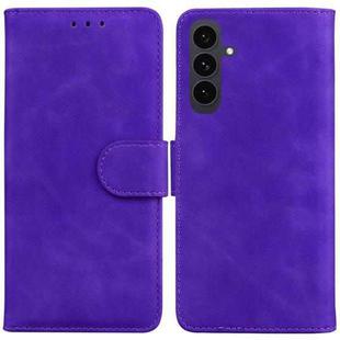 For Samsung Galaxy S25 FE 5G Skin Feel Pure Color Flip Leather Phone Case(Purple)