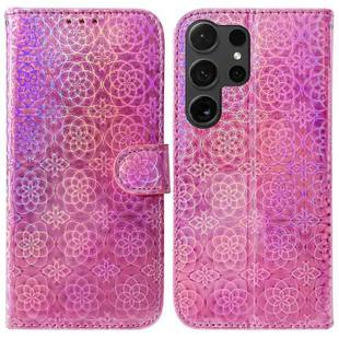 For Samsung Galaxy S25 Ultra 5G Colorful Magnetic Buckle Leather Phone Case(Pink)