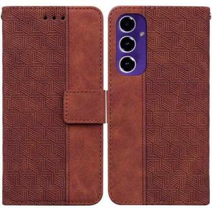 For Samsung Galaxy S24 FE 5G Geometric Embossed Leather Phone Case(Brown)