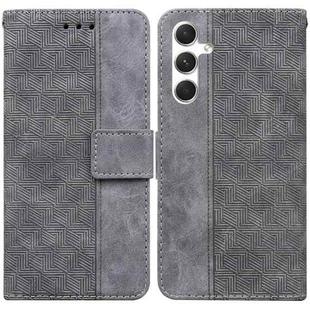 For Samsung Galaxy S25 5G Geometric Embossed Leather Phone Case(Grey)