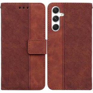 For Samsung Galaxy S25+ 5G Geometric Embossed Leather Phone Case(Brown)