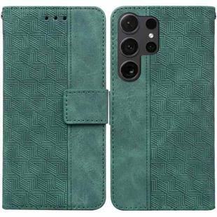 For Samsung Galaxy S25 Ultra 5G Geometric Embossed Leather Phone Case(Green)