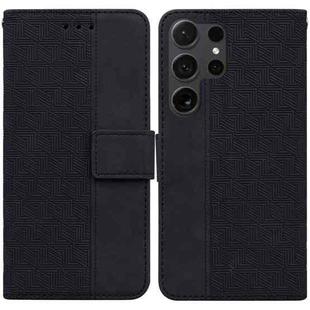 For Samsung Galaxy S25 Ultra 5G Geometric Embossed Leather Phone Case(Black)