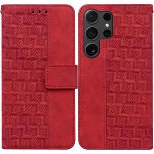 For Samsung Galaxy S25 Ultra 5G Geometric Embossed Leather Phone Case(Red)
