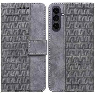 For Samsung Galaxy S25 FE 5G Geometric Embossed Leather Phone Case(Grey)