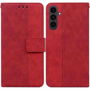 For Samsung Galaxy S25 FE 5G Geometric Embossed Leather Phone Case(Red)