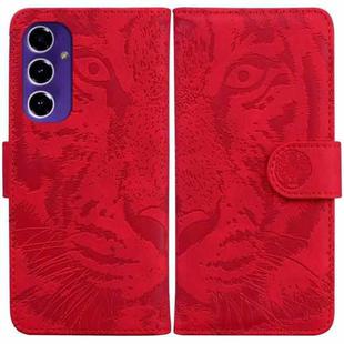 For Samsung Galaxy S24 FE 5G Tiger Embossing Pattern Flip Leather Phone Case(Red)