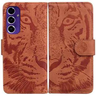 For Samsung Galaxy S24 FE 5G Tiger Embossing Pattern Flip Leather Phone Case(Brown)