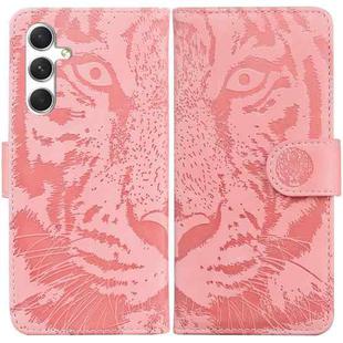For Samsung Galaxy S25 5G Tiger Embossing Pattern Flip Leather Phone Case(Pink)