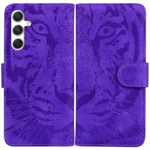 For Samsung Galaxy S25+ 5G Tiger Embossing Pattern Flip Leather Phone Case(Purple)