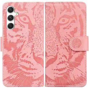 For Samsung Galaxy S25+ 5G Tiger Embossing Pattern Flip Leather Phone Case(Pink)