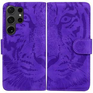 For Samsung Galaxy S25 Ultra 5G Tiger Embossing Pattern Flip Leather Phone Case(Purple)