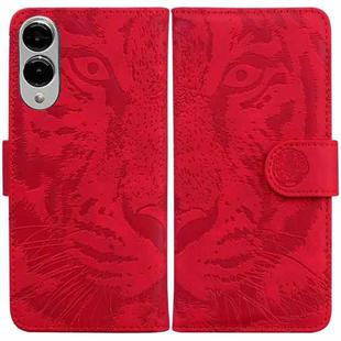 For Samsung Galaxy S25 Edge 5G Tiger Embossing Pattern Flip Leather Phone Case(Red)