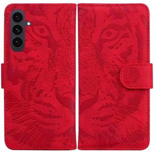 For Samsung Galaxy S25 FE 5G Tiger Embossing Pattern Flip Leather Phone Case(Red)