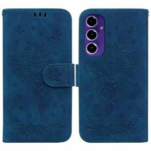 For Samsung Galaxy S24 FE 5G Butterfly Rose Embossed Leather Phone Case(Blue)