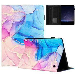For Amazon Fire HD8 Plus 2022 / HD8 2020 Marble Litchi Leather Smart Tablet Case(Pink Blue)