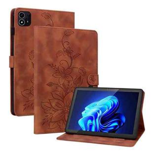 For itel Pad One 10.1 Lily Embossed Leather Tablet Case(Brown)