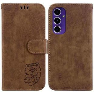 For Samsung Galaxy S24 FE 5G Little Tiger Embossed Leather Phone Case(Brown)