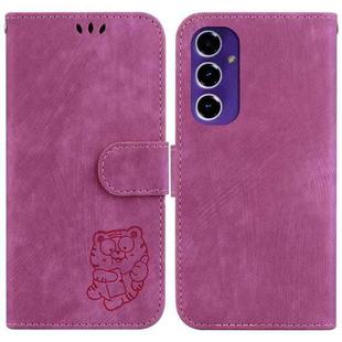 For Samsung Galaxy S24 FE 5G Little Tiger Embossed Leather Phone Case(Rose Red)