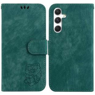For Samsung Galaxy S25+ 5G Little Tiger Embossed Leather Phone Case(Green)