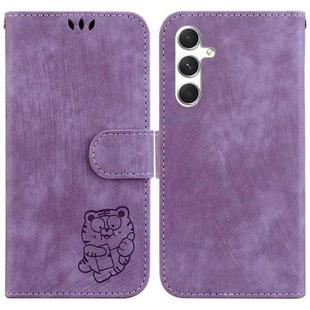 For Samsung Galaxy S25+ 5G Little Tiger Embossed Leather Phone Case(Purple)
