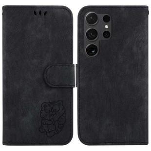 For Samsung Galaxy S25 Ultra 5G Little Tiger Embossed Leather Phone Case(Black)