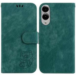 For Samsung Galaxy S25 Edge 5G Little Tiger Embossed Leather Phone Case(Green)