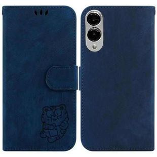 For Samsung Galaxy S25 Edge 5G Little Tiger Embossed Leather Phone Case(Dark Blue)