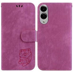 For Samsung Galaxy S25 Edge 5G Little Tiger Embossed Leather Phone Case(Rose Red)