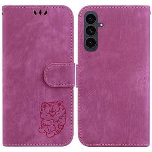 For Samsung Galaxy S25 FE 5G Little Tiger Embossed Leather Phone Case(Rose Red)