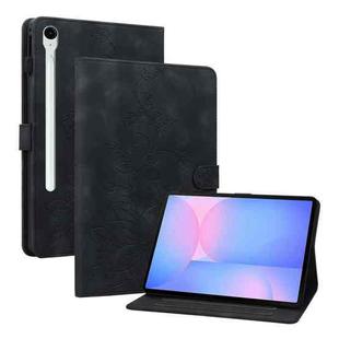 For Samsung Galaxy Tab S10 FE+ Lily Embossed Leather Tablet Case with Pen(Black)