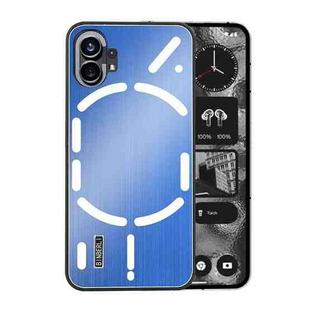 For Nothing Phone 1 PC Hybrid Aluminum Alloy Brushed Shockproof Phone Case(Blue)