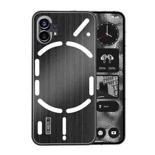 For Nothing Phone 2 PC Hybrid Aluminum Alloy Brushed Shockproof Phone Case(Black)