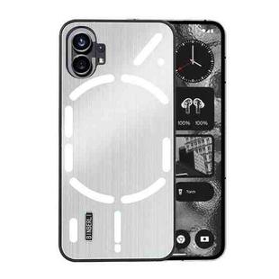 For Nothing Phone 2 PC Hybrid Aluminum Alloy Brushed Shockproof Phone Case(Silver)