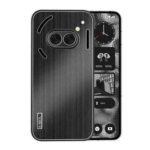 For Nothing Phone 2a PC Hybrid Aluminum Alloy Brushed Shockproof Phone Case(Black)