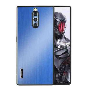 For ZTE nubia Red Magic 8 Pro / 8 Pro+ PC Hybrid Aluminum Alloy Brushed Shockproof Phone Case(Blue)