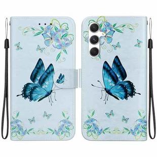 For Samsung Galaxy S25 5G Crystal Texture Colored Drawing Leather Phone Case(Blue Pansies)