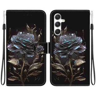 For Samsung Galaxy S25+ 5G Crystal Texture Colored Drawing Leather Phone Case(Black Rose)