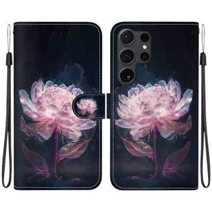 For Samsung Galaxy S25 Ultra 5G Crystal Texture Colored Drawing Leather Phone Case(Purple Peony)