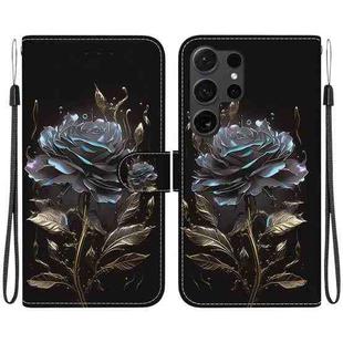 For Samsung Galaxy S25 Ultra 5G Crystal Texture Colored Drawing Leather Phone Case(Black Rose)