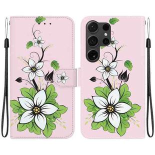 For Samsung Galaxy S25 Ultra 5G Crystal Texture Colored Drawing Leather Phone Case(Lily)