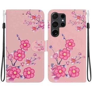For Samsung Galaxy S25 Ultra 5G Crystal Texture Colored Drawing Leather Phone Case(Cherry Blossoms)