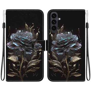 For Samsung Galaxy S25 FE 5G Crystal Texture Colored Drawing Leather Phone Case(Black Rose)