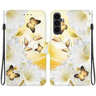 For Samsung Galaxy S25 FE 5G Crystal Texture Colored Drawing Leather Phone Case(Gold Butterfly Epiphyllum)