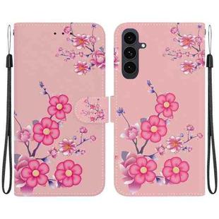For Samsung Galaxy S25 FE 5G Crystal Texture Colored Drawing Leather Phone Case(Cherry Blossoms)