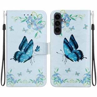 For Samsung Galaxy S25 FE 5G Crystal Texture Colored Drawing Leather Phone Case(Blue Pansies)