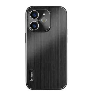 For iPhone 11 PC Hybrid Aluminum Alloy Brushed Shockproof Phone Case(Black)